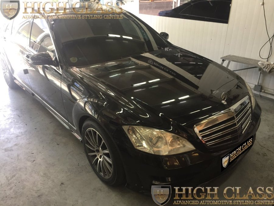 창원 전체랩핑 벤츠 S55 AMG 블랙에서 유광 화이트로 컬러 변경