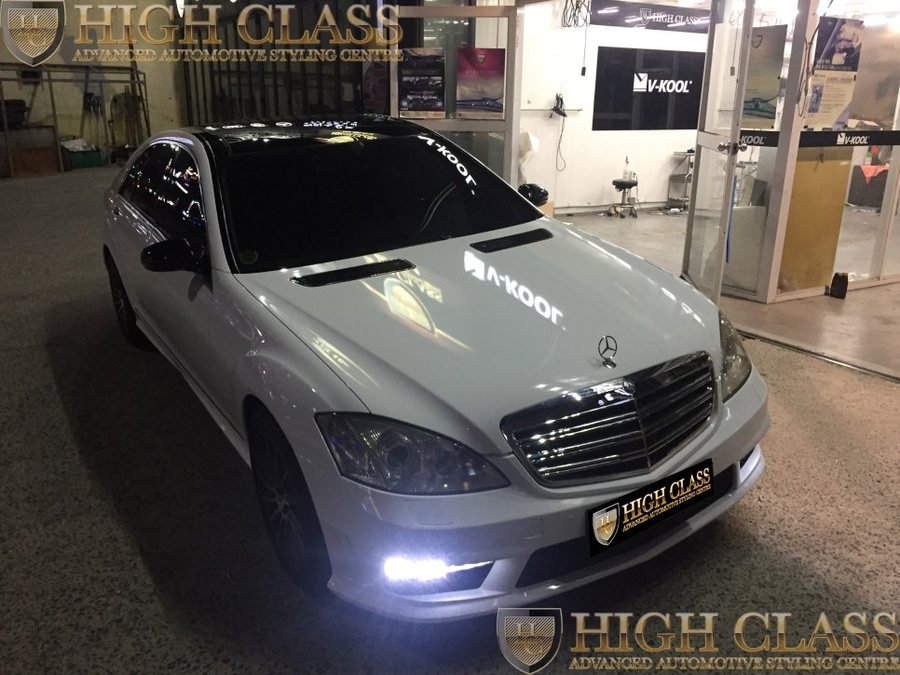 창원 전체랩핑 벤츠 S55 AMG 블랙에서 유광 화이트로 컬러 변경
