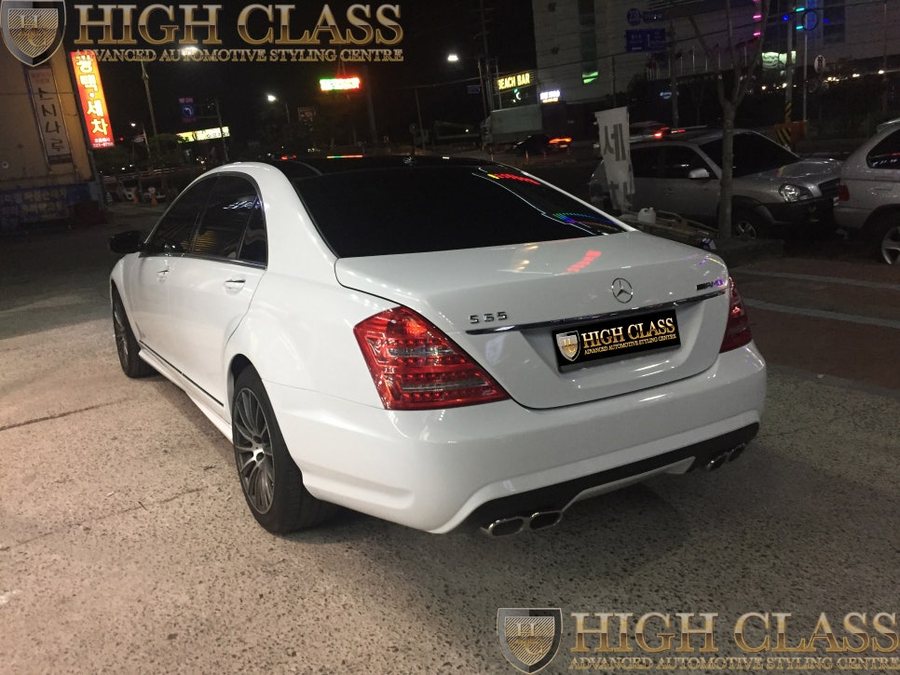 창원 전체랩핑 벤츠 S55 AMG 블랙에서 유광 화이트로 컬러 변경