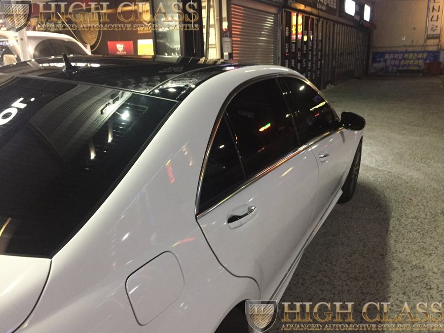 창원 전체랩핑 벤츠 S55 AMG 블랙에서 유광 화이트로 컬러 변경