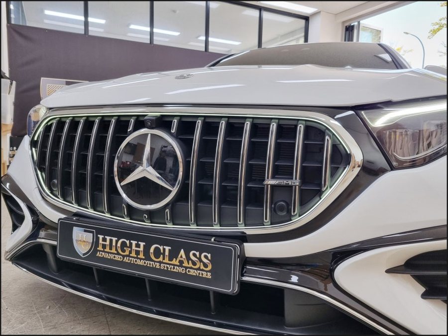 벤츠E클래스 W214 E200 → E53AMG 컨버전 | 순정 발광세로그릴로 신형 AMG 범퍼 완성