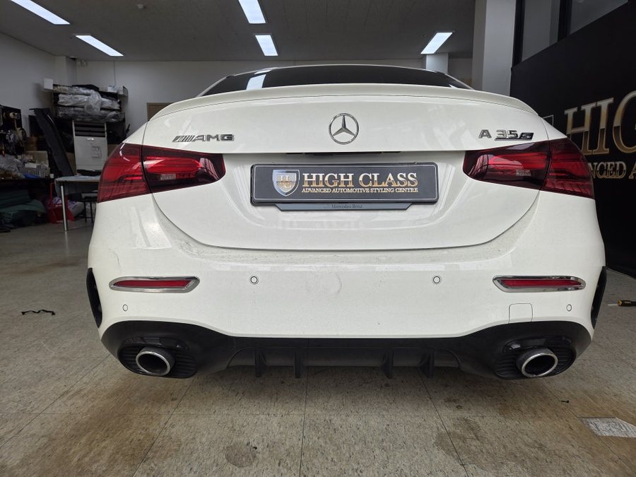 벤츠 A클래스 AMG 듀얼 머플러 팁 바디킷, 도어 라인 센터 콘솔 하단 엠비언트